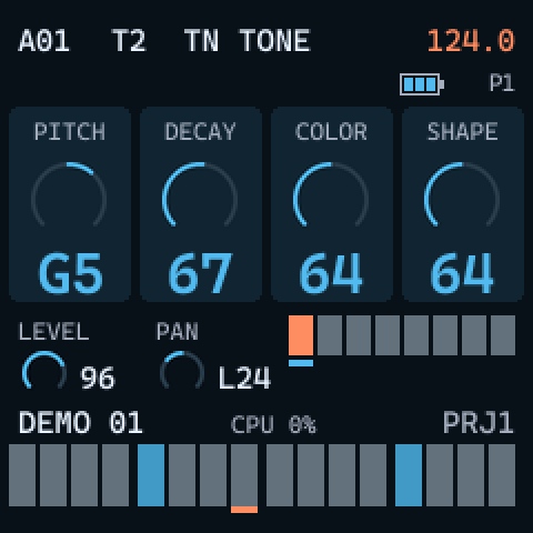 Track with TN TONE: the PITCH card shows G5