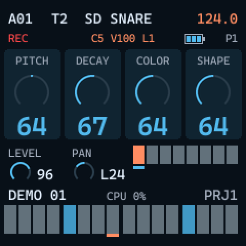 Screen in GRID RECORDING with a trig held: REC and C5 V100 L1 in the header